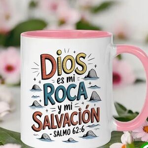 Inspirational Mug with Pink Handle